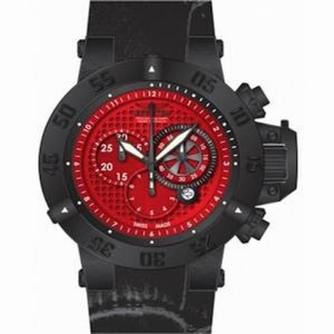 Invicta Subaqua Chronograph Red Dial Black Leather Men's Watch 80659