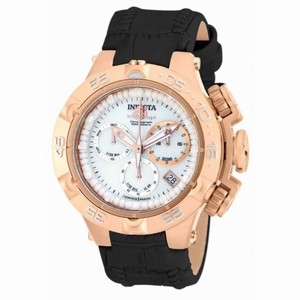 Invicta Subaqua Chronograph White Mother of Pearl Dial Black Leather Ladies Watch 17228