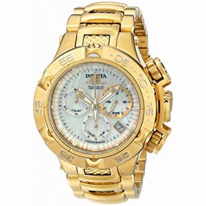 Invicta Subaqua Chronograph White Mother of Pearl Dial Gold-plated Ladies Watch 17222