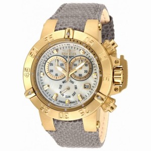 Invicta Subaqua Chronograph White Mother of Pearl Dial Light Green Leather Men's Watch 18293