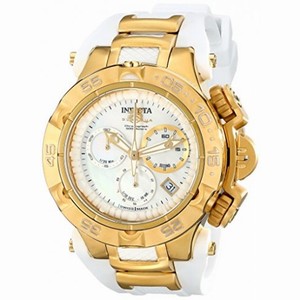 Invicta Subaqua Chronograph White Mother of Pearl Dial White Polyurethane Ladies Watch 17235