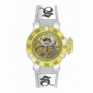 Invicta Subaqua Mechanical Gold Skeleton Dial White Silicone Ladies Watch 16794