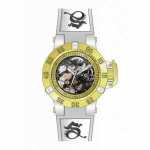 Invicta Subaqua Mechanical Gold Skeleton Silver Silicone Ladies Watch 17140