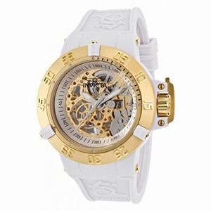 Invicta Subaqua Mechanical Silver Skeletal Dial White Silicone Men's Watch 16870