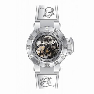 Invicta Subaqua Mechanical Silver Skeleton Dial White Silicone Mens Watch 17143