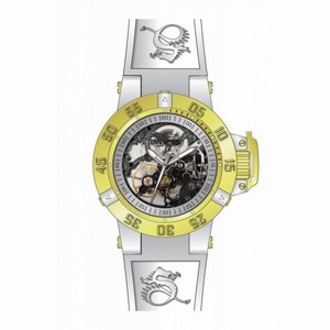 Invicta Subaqua Mechanical Silver Skeleton Dial White Silicone Men's Watch 17146