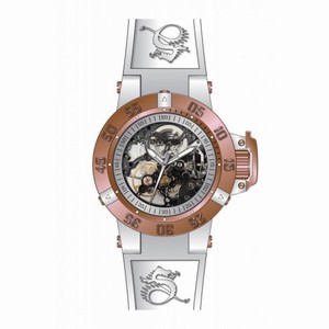 Invicta Subaqua Mechanical Silver Skeleton Dial White Silicone Mens Watch 17148