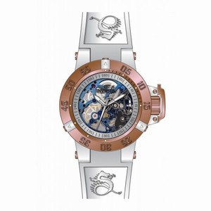 Invicta Subaqua Mechanical Silver Skeleton Dial White Silicone Mens Watch 17149