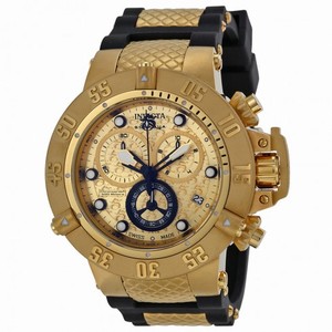 Invicta Subaqua Noma IV Chronograph Champagne Dial Black Polyurethane with Gold-plated Men's Watch 15802
