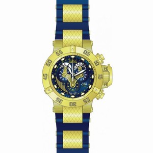 Invicta Subaqua Reserve Mechanical Chronograph Blue Dial Blue Polyurethane Gold-plated Men's Watch 18521