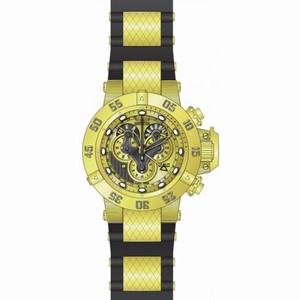 Invicta Subaqua Reserve Mechanical Chronograph Gold Dial Black Polyurethane Gold-plated Men's Watch 18520