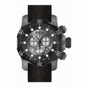 Invicta Venom Chronograph Antique Silver Dial Black Leather Men's Watch 15985