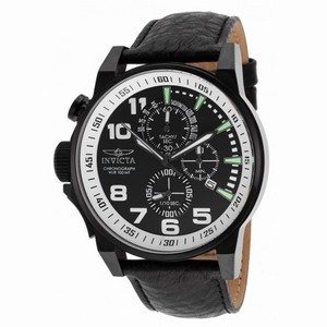 Invicta Venom Chronograph Black Dial Black Leather Band Men's Watch 14476