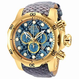 Invicta Venom Chronograph Blue Dial Grey Leather Men's Watch 18302