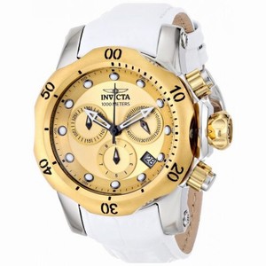 Invicta Venom Chronograph Champagne Dial White Leather Men's Watch 16090