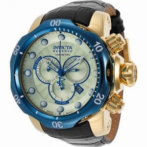 Invicta Venom Chronograph Champagne Sunray Dial Black Leather Men's Watch 16682