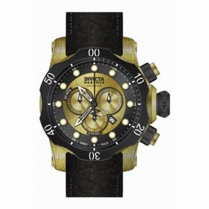Invicta Venom Chronograph Gold Dial Black Leather Men's Watch 15986