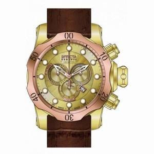 Invicta Venom Chronograph Gold-tone Dial Brown Leather Band Men's Watch 13875