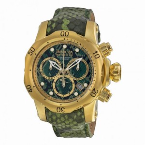 Invicta Venom Chronograph Green Dial Green Leather Ladies Watch 14968