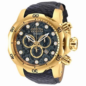 Invicta Venom Chronograph Grey Dial Black Leather Men's Watch 18300