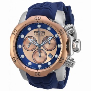Invicta Venom Chronograph Rose and Blue Dial Blue Silicone Men's Watch 19922