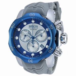Invicta Venom Chronograph Silver and Blue Dial Grey Silicone Men's Watch 19924