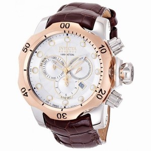 Invicta Venom Chronograph Silver Dial Stainless Steel Brown Leather Men's Watch 13775