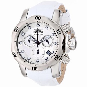 Invicta Venom Chronograph Silver Dial White Leather Ladies Watch 16089