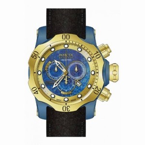 Invicta Venom Chronograph Titanium Dial Black Leather Men's Watch 15998