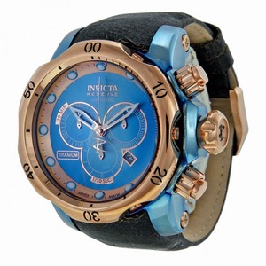 Invicta Venom Chronograph Titanium Dial Black Leather Men's Watch 15999