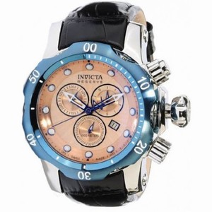 Invicta Venom Reserve Rose Gold Toned Dial Black Leather Men's Watch 10824