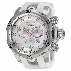 Invicta Venom Silver Dial Chronograph White Rubber Men's Watch 11852