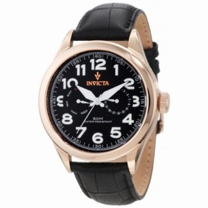 Invicta Vintage Black Dial Black Leather Men's Watch 11742