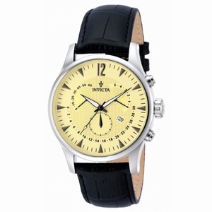 Invicta Vintage Champagne Dial Chronograph Black Leather Men's Watch 12237
