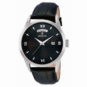 Invicta Vintage Charcoal Dial Black Leather Strap Men's Watch 12243