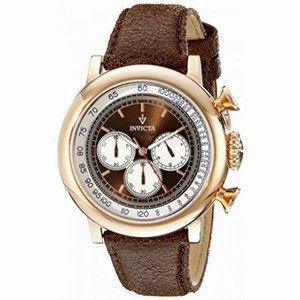 Invicta Vintage Chronograph Brown and Silver Dial Brown Leather Men's Watch 13059