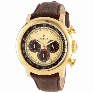 Invicta Vintage Chronograph Gold and Brown Dial Brown Leather Men's Watch 13058