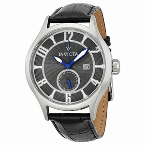 Invicta Vintage Grey Patterned Dial Black Leather Men's Watch 12230