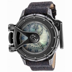 Invicta Vintage Mother of Pearl Dial Black Leather Men's Watch 18591