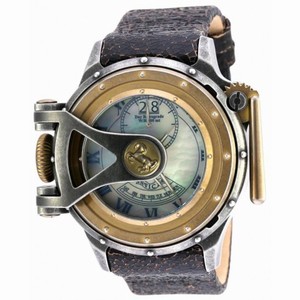 Invicta Vintage Mother of Pearl Dial Black Leather Men's Watch 18592