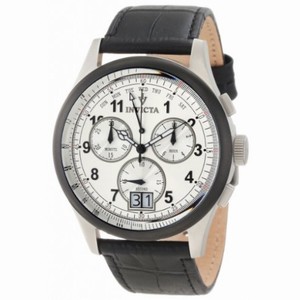 Invicta Vintage Reserve Silver Dial Stainless Steel Black Leather Men's Watch 10759