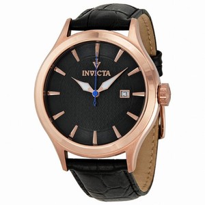 Invicta Vintage Silver Dial Black Leather Men's Watch 12239