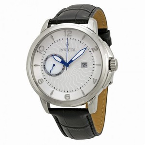 Invicta Vintage Silver Dial Black Leather Strap Men's Watch 12218