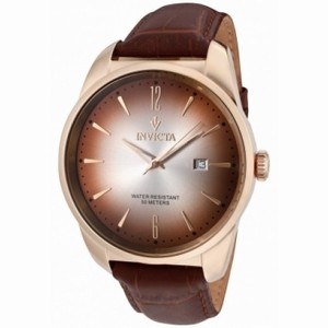 Invicta Vintage Silver-brown Dial Leather Band Quartz Men's Watch 11740