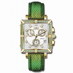 Invicta Wildflower Chronograph Silver Dial Green Leather Ladies Watch 10330