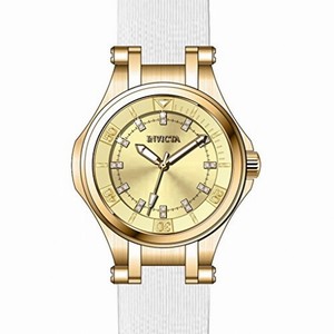 Invicta Wildflower Gold Dial White Polyurethane Ladies Watch 21756