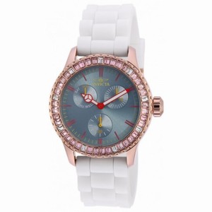 Invicta Wildflower Multi-Function Blue Dial White Leather Ladies Watch 19448