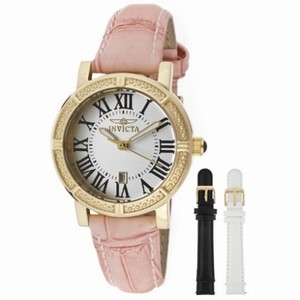 Invicta Wildflower Silver Dial Three Leather Straps Ladies Watch 13968