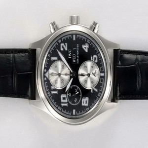 IWC Aquatimer Chronograph IW376704 Black Ostrich Leather Strap Round Black Dial Watch
