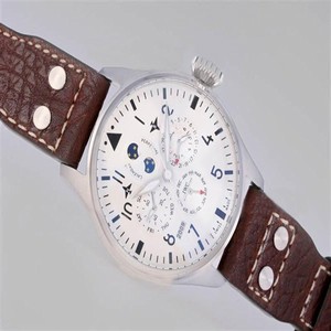 IWC Classic Pilots IW325512 Round Brown Ostrich Leather Strap White Dial Watch